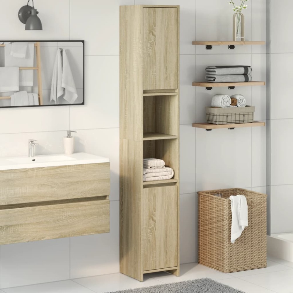 vidaXL Dulap de baie, stejar sonoma, 30x30x183,5 cm, PAL