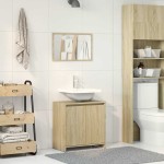 vidaXL Set mobilier de baie, 2 piese, stejar sonoma, lemn prelucrat vidaXL Set mobilier de baie, 2 piese, stejar sonoma, lemn prelucrat