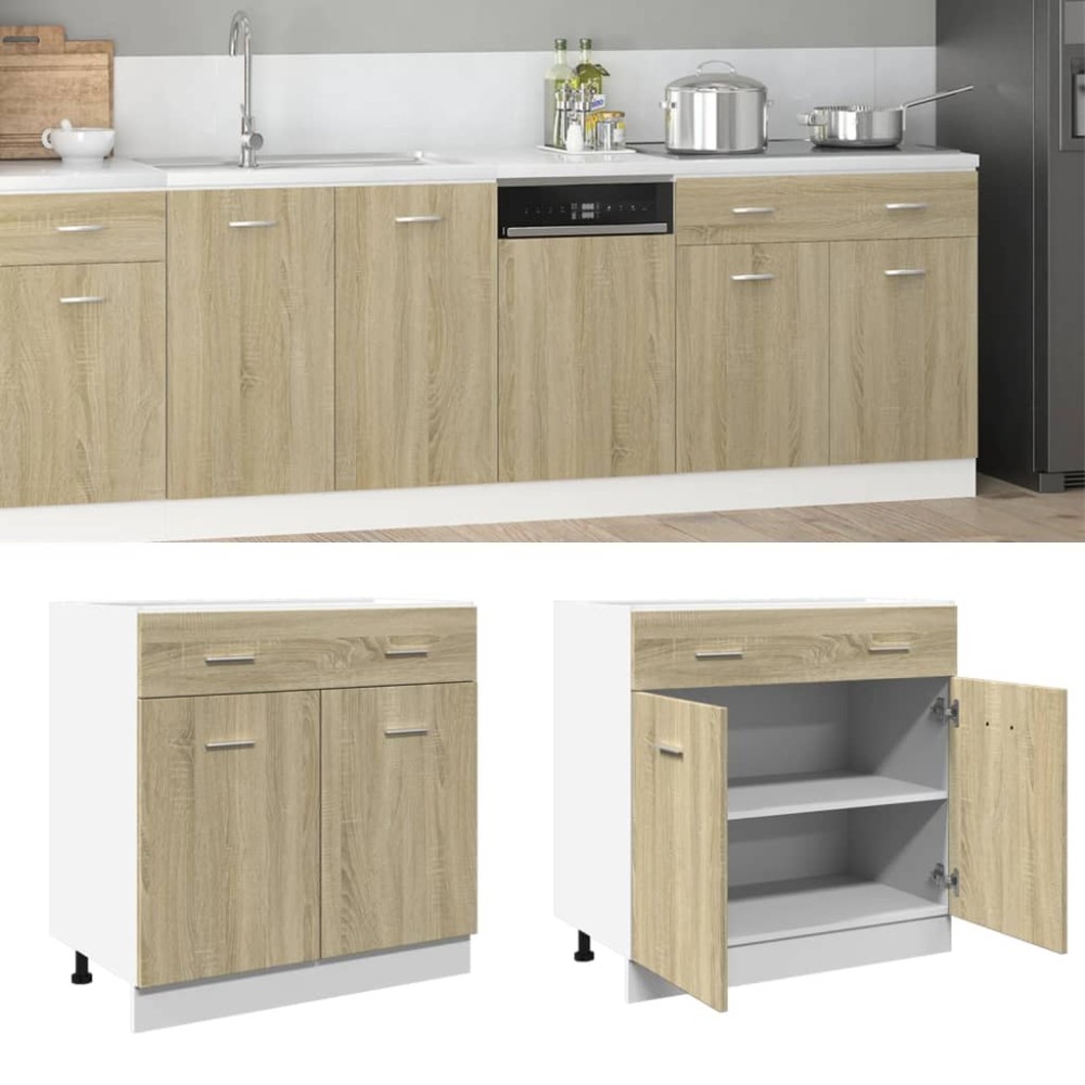 vidaXL Dulap inferior cu sertar “Lyon”, stejar Sonoma, 80x46x81,5 cm