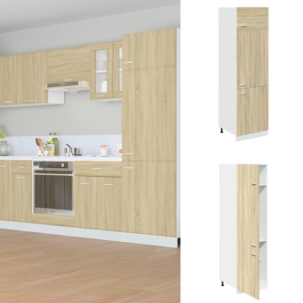 vidaXL Dulap pentru frigider “Lyon”, stejar Sonoma, 60 x 57 x 207 cm