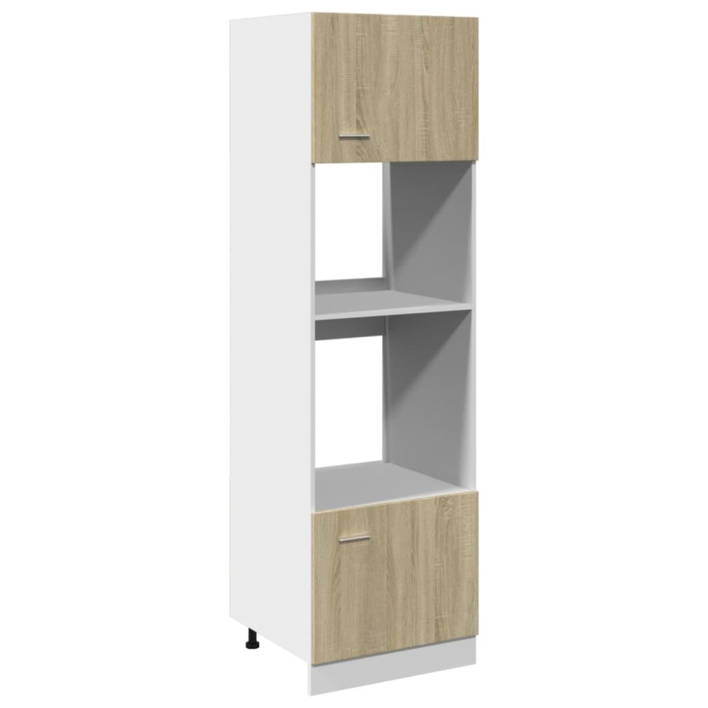 vidaXL Dulap cuptor microunde “Lyon”, stejar Sonoma, 60 x 57 x 207 cm