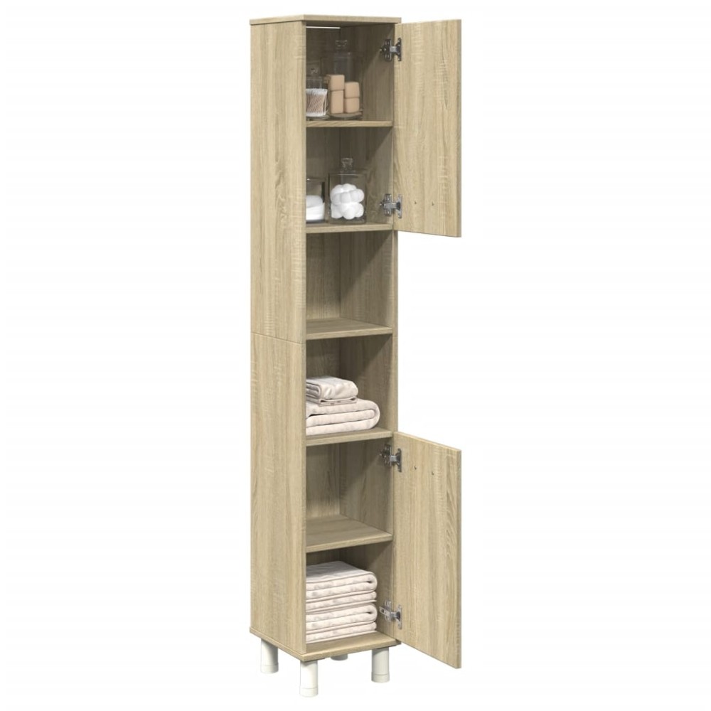 vidaXL Dulap de baie, stejar sonoma, 30,5x30x179 cm, lemn prelucrat
