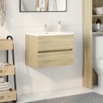 vidaXL Dulap de chiuvetă, stejar sonoma, 60 x 38,5 x 45 cm, PAL vidaXL Dulap de chiuvetă, stejar sonoma, 60 x 38,5 x 45 cm, PAL