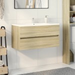 vidaXL Dulap de chiuvetă, stejar sonoma, 90x38,5x45 cm, PAL vidaXL Dulap de chiuvetă, stejar sonoma, 90x38,5x45 cm, PAL