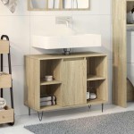 vidaXL Dulap pentru baie, stejar sonoma, 80x33x60 cm, lemn compozit vidaXL Dulap pentru baie, stejar sonoma, 80x33x60 cm, lemn compozit