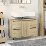 vidaXL Dulap pentru baie, stejar sonoma, 80x33x60 cm, lemn compozit vidaXL Dulap pentru baie, stejar sonoma, 80x33x60 cm, lemn compozit
