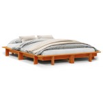 vidaXL Cadru de pat fără saltea, maro ceruit 150x200 cm lemn masiv pin vidaXL Cadru de pat fără saltea, maro ceruit 150x200 cm lemn masiv pin