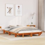 vidaXL Cadru de pat fără saltea, maro ceruit 140x200 cm lemn masiv pin vidaXL Cadru de pat fără saltea, maro ceruit 140x200 cm lemn masiv pin