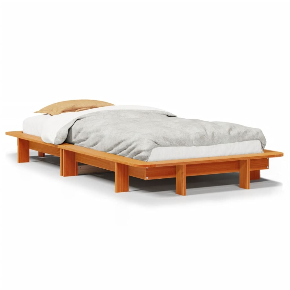 vidaXL Pat de zi fără saltea, maro ceruit, 90x200 cm, lemn masiv pin