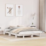 vidaXL Cadru de pat fără saltea, alb, 135x190 cm, lemn masiv de pin vidaXL Cadru de pat fără saltea, alb, 135x190 cm, lemn masiv de pin