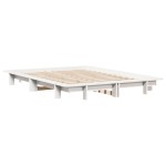 vidaXL Cadru de pat fără saltea, alb, 135x190 cm, lemn masiv de pin vidaXL Cadru de pat fără saltea, alb, 135x190 cm, lemn masiv de pin