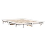 vidaXL Cadru de pat fără saltea, alb, 120x190 cm, lemn masiv pin