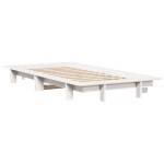 vidaXL Cadru de pat fără saltea, alb, 75x190 cm, lemn masiv de pin