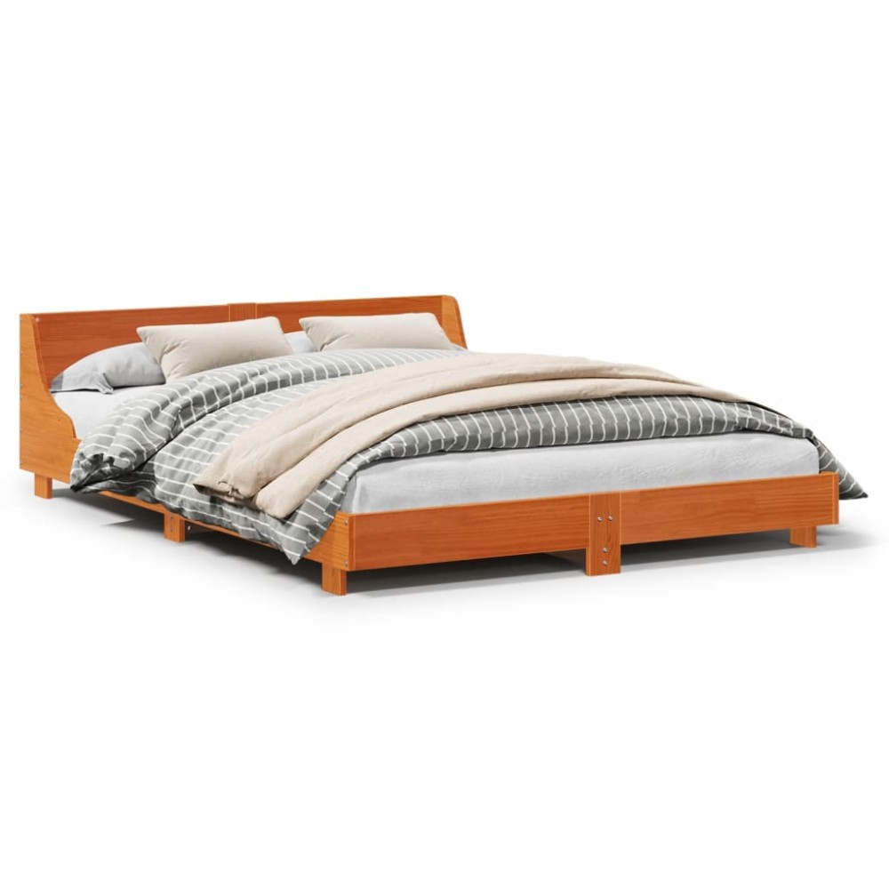 vidaXL Cadru de pat fără saltea, maro ceruit 140x200 cm lemn masiv pin