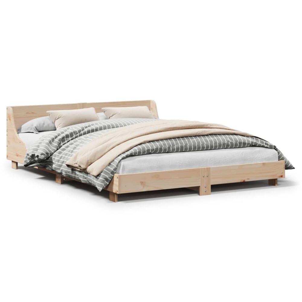 vidaXL Cadru de pat fără saltea, 135x190 cm, lemn masiv de pin