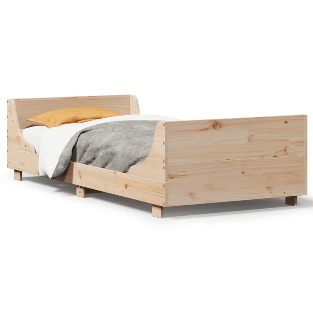 vidaXL Cadru de pat fără saltea, 75x190 cm, lemn masiv de pin