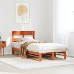 vidaXL Pat de zi fără saltea, maro ceruit, 90x200 cm, lemn masiv pin vidaXL Pat de zi fără saltea, maro ceruit, 90x200 cm, lemn masiv pin