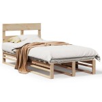 vidaXL Cadru de pat fără saltea, 75x190 cm, lemn masiv de pin