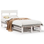 vidaXL Cadru de pat fără saltea, alb, 75x190 cm, lemn masiv de pin