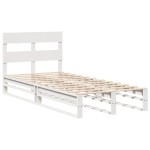 vidaXL Cadru de pat fără saltea, alb, 75x190 cm, lemn masiv de pin