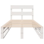 vidaXL Cadru de pat fără saltea, alb, 75x190 cm, lemn masiv de pin