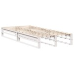 vidaXL Cadru de pat fără saltea, alb, 75x190 cm, lemn masiv de pin