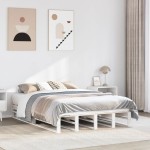 vidaXL Cadru de pat fără saltea, alb, 120x200 cm, lemn masiv pin vidaXL Cadru de pat fără saltea, alb, 120x200 cm, lemn masiv pin