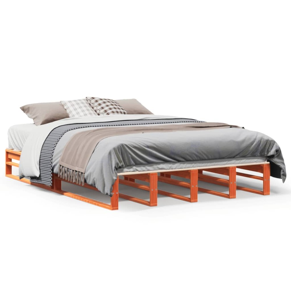vidaXL Cadru de pat fără saltea, maro ceruit 140x200 cm lemn masiv pin
