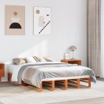 vidaXL Cadru de pat fără saltea, maro ceruit 140x200 cm lemn masiv pin vidaXL Cadru de pat fără saltea, maro ceruit 140x200 cm lemn masiv pin