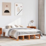 vidaXL Cadru de pat fără saltea, maro ceruit 150x200 cm lemn masiv pin vidaXL Cadru de pat fără saltea, maro ceruit 150x200 cm lemn masiv pin