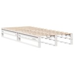 vidaXL Cadru de pat fără saltea, alb, 75x190 cm, lemn masiv de pin