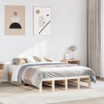vidaXL Cadru de pat fără saltea, 135x190 cm, lemn masiv de pin