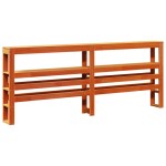 vidaXL Tăblie de pat cu rafturi, maro ceruit, 200 cm, lemn masiv pin