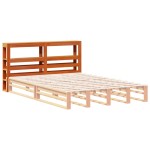 vidaXL Tăblie de pat cu rafturi, maro ceruit, 120 cm, lemn masiv pin