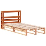 vidaXL Tăblie de pat cu rafturi, maro ceruit, 75 cm, lemn masiv pin