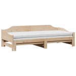 vidaXL Pat de zi cu extensie, 80x200 cm, lemn masiv de pin vidaXL Pat de zi cu extensie, 80x200 cm, lemn masiv de pin