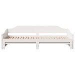 vidaXL Pat de zi cu extensie, alb, 80x200 cm, lemn masiv de pin