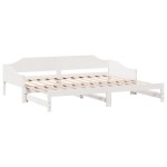 vidaXL Pat de zi cu extensie, alb, 80x200 cm, lemn masiv de pin