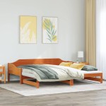 vidaXL Pat de zi cu extensie, maro ceruit, 80x200cm, lemn masiv de pin