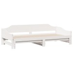 vidaXL Pat de zi cu extensie, alb, 90x200 cm, lemn masiv de pin