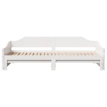 vidaXL Pat de zi cu extensie, alb, 90x200 cm, lemn masiv de pin
