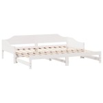 vidaXL Pat de zi cu extensie, alb, 90x200 cm, lemn masiv de pin