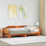 vidaXL Pat de zi cu extensie, maro ceruit, 90x200cm, lemn masiv de pin