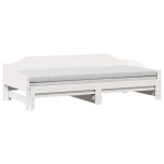 vidaXL Pat de zi cu extensie, alb, 90x190 cm, lemn masiv de pin