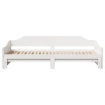 vidaXL Pat de zi cu extensie, alb, 90x190 cm, lemn masiv de pin