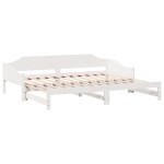 vidaXL Pat de zi cu extensie, alb, 90x190 cm, lemn masiv de pin