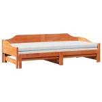 vidaXL Pat zi cu extensie fără saltele, maro, 90x190 cm, lemn masiv vidaXL Pat zi cu extensie fără saltele, maro, 90x190 cm, lemn masiv