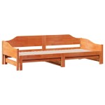 vidaXL Pat zi cu extensie fără saltele, maro, 90x190 cm, lemn masiv vidaXL Pat zi cu extensie fără saltele, maro, 90x190 cm, lemn masiv