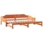 vidaXL Pat zi cu extensie fără saltele, maro, 90x190 cm, lemn masiv vidaXL Pat zi cu extensie fără saltele, maro, 90x190 cm, lemn masiv
