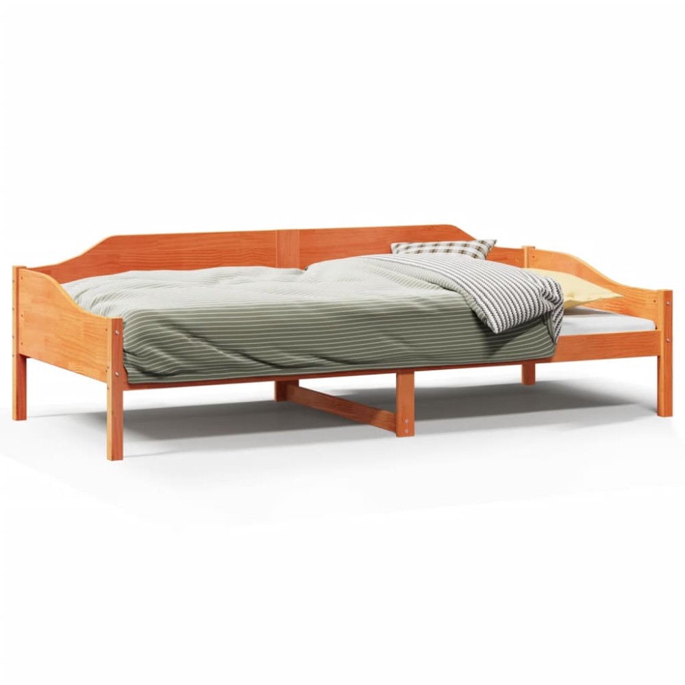 vidaXL Pat de zi fără saltea, maro ceruit, 90x200 cm, lemn masiv pin